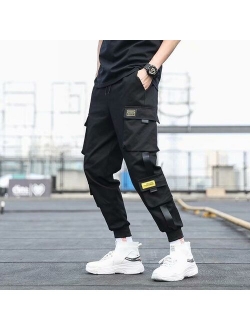 Men Purple Joggers Pants Mens Pockets Streetwear Cargo Pants Male Hip Hop Track Pants Korean Fashions Overalls