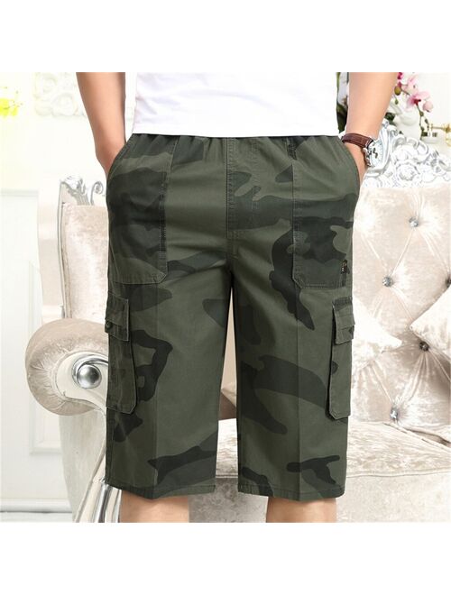 2020 Men's Camouflage printing Shorts High Waist Elastic Waist Multi Pocket Cropped Cotton Shorts Overalls Male Summer Shorts