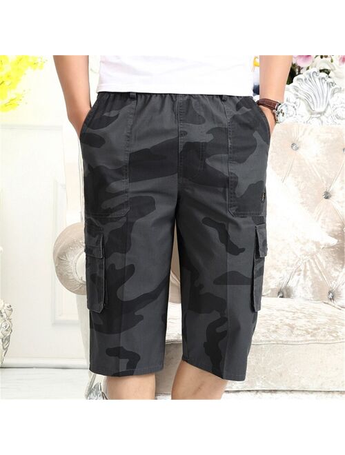 2020 Men's Camouflage printing Shorts High Waist Elastic Waist Multi Pocket Cropped Cotton Shorts Overalls Male Summer Shorts