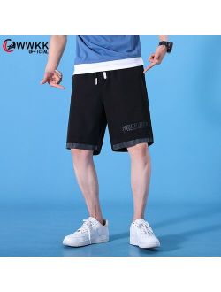 Harajuku streetwear iron chain pattern jogger shorts women men Summer loose elastic waist Hip hop skateboard shorts