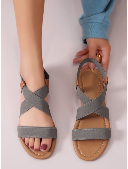 Shein Elastic Cross Strap Flat Sandals