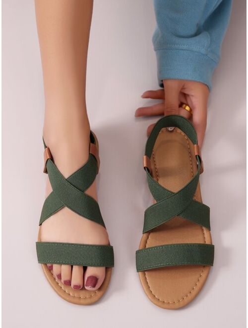 Shein Elastic Cross Strap Flat Sandals