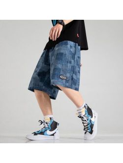 WWKK 2021 Summer Cargo Shorts Men Trend Brand Men's High Street Drawstring Knee Length Pants Print Casual Shorts Male