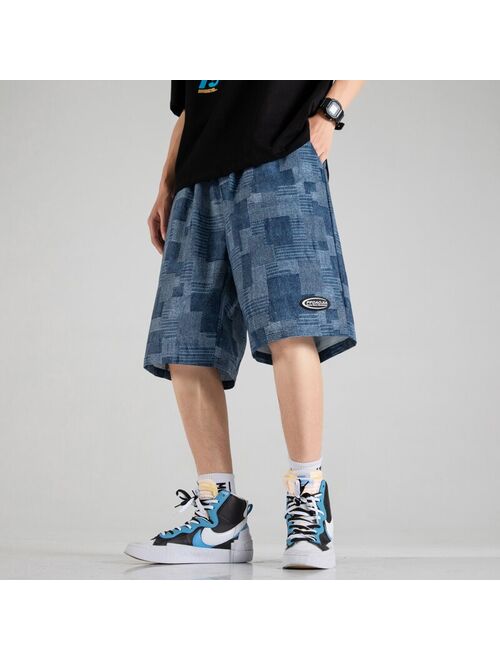 WWKK 2021 Summer Cargo Shorts Men Trend Brand Men's High Street Drawstring Knee Length Pants Print Casual Shorts Male