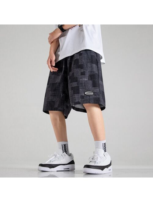 WWKK 2021 Summer Cargo Shorts Men Trend Brand Men's High Street Drawstring Knee Length Pants Print Casual Shorts Male