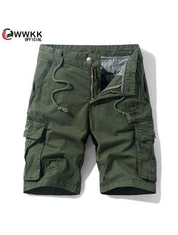 2020 Mens Military Cargo Shorts Summer army green Cotton Shorts men Loose Multi-Pocket Shorts Homme Casual Bermuda Trousers 38