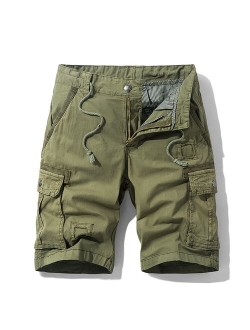 2020 Mens Military Cargo Shorts Summer army green Cotton Shorts men Loose Multi-Pocket Shorts Homme Casual Bermuda Trousers 38