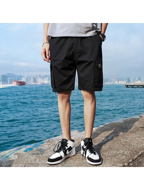 2020 Summer Men's Baggy Multi Pocket Military Cargo Shorts Male polyester Black Army green Mens Tactical Shorts Short Pants