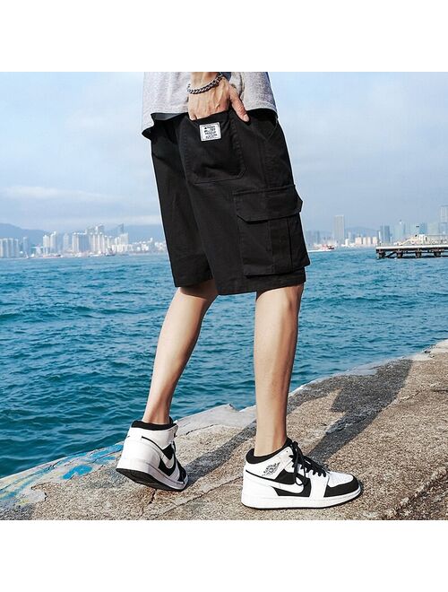 2020 Summer Men's Baggy Multi Pocket Military Cargo Shorts Male polyester Black Army green Mens Tactical Shorts Short Pants