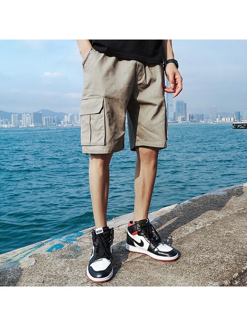 2020 Summer Men's Baggy Multi Pocket Military Cargo Shorts Male polyester Black Army green Mens Tactical Shorts Short Pants