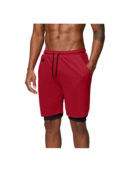 2021 Summer Running Shorts Men 2 In 1 Sports Jogging Fitness Shorts Training Quick Dry Mens Gym Men Shorts Sport Gym Short Pants