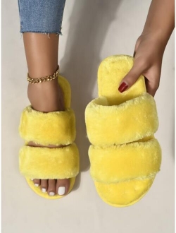 Two Band Fluffy Slippers