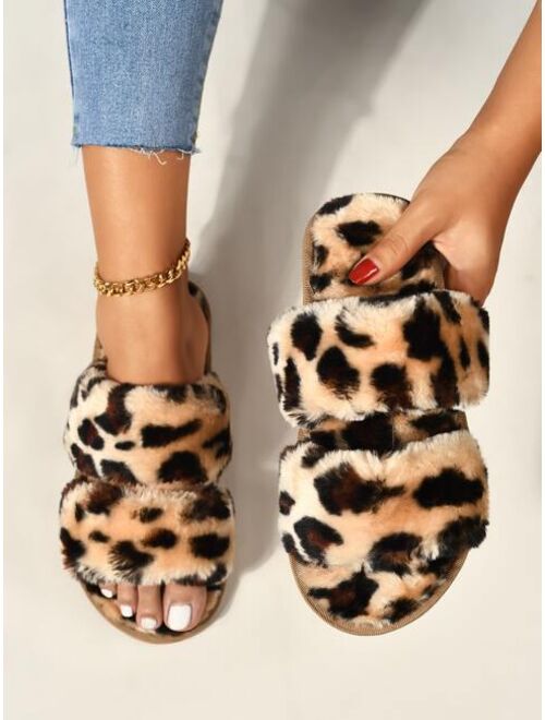 Shein Two Band Fluffy Slippers