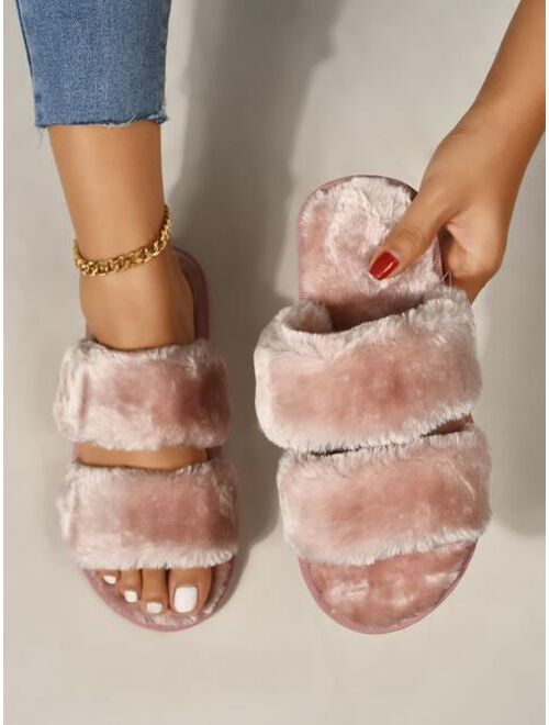 Shein Two Band Fluffy Slippers