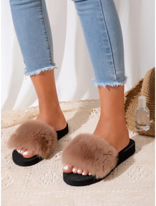 Shein Open Toe Fluffy Slides