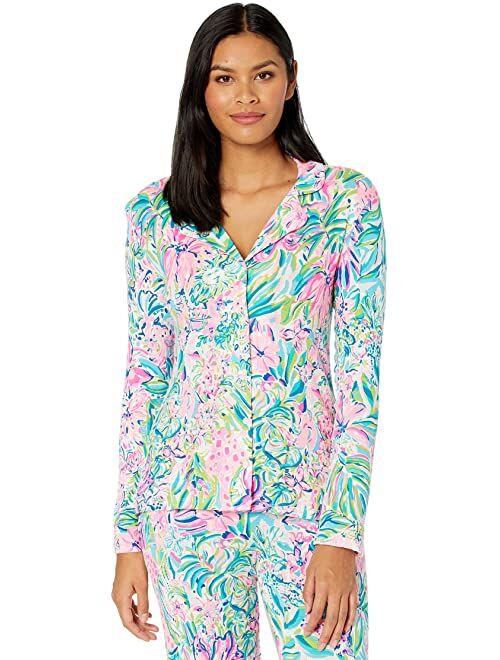 Lilly Pulitzer Pj Knit Long Sleeve Button-Up Top