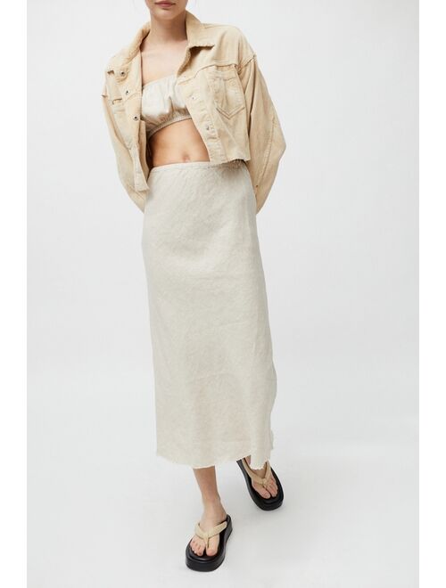 Little Lies Frayed Linen Midi Skirt