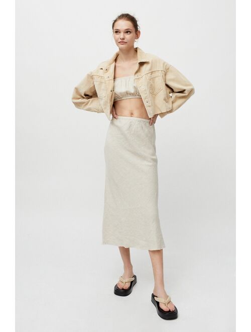 Little Lies Frayed Linen Midi Skirt