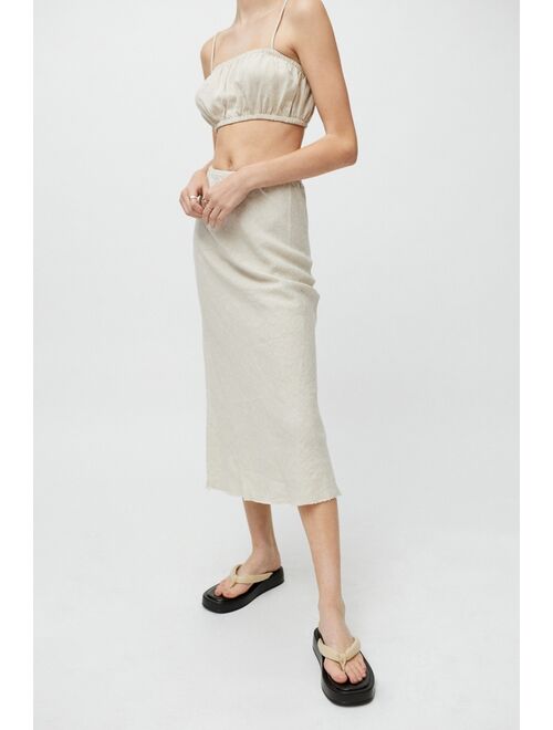 Little Lies Frayed Linen Midi Skirt