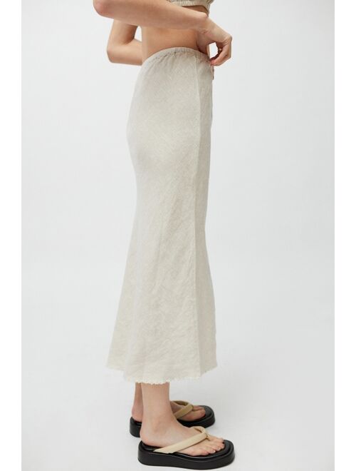 Little Lies Frayed Linen Midi Skirt