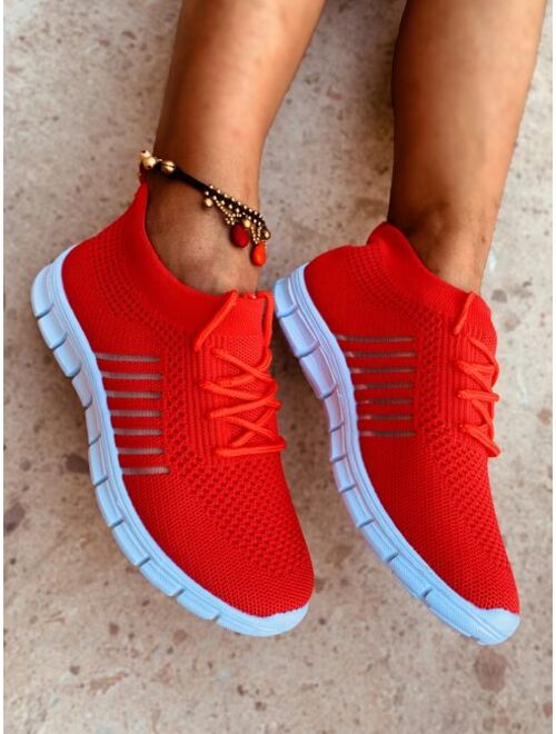 Shein Lace-up Decor Knit Sneakers