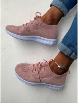 Lace Up Decor Knit Sneakers