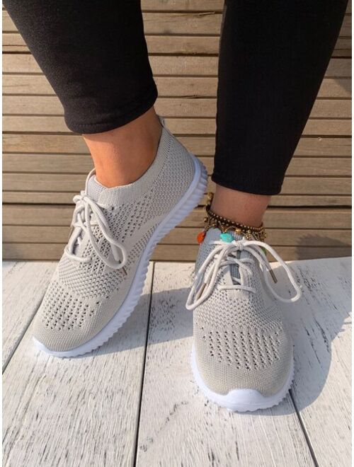 Shein Lace Up Decor Knit Sneakers