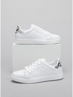 Lace-up Front Snakeskin Detail Skate Shoes