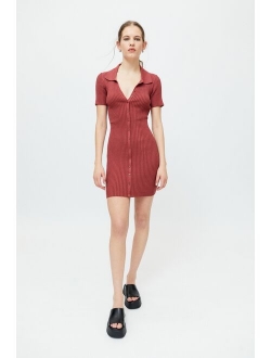 UO Dale Ribbed Bodycon Polo Dress