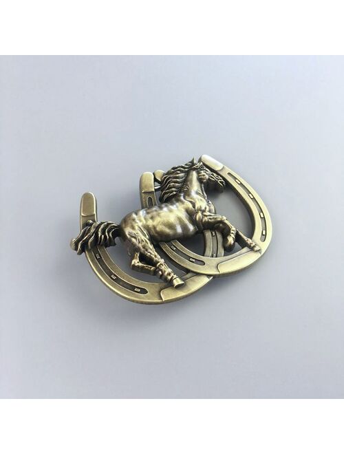 New Antique Bronze Plated Horse Horseshoe Western Belt Buckle Gurtelschnalle Boucle de ceinture BUCKLE-WT088AB Free Shipping