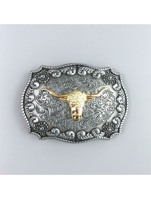 JEAN'S FRIEND New Original Western Cowboy Rodeo Bull Double Color Heavy Metal Belt Buckle Gurtelschnalle Boucle de ceinture