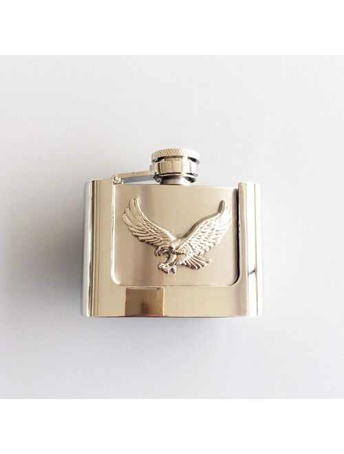 Retail Belt Buckle (2oz Western Flying Eagle Stainless Steel Flask) BUCKLE-LT027 Flask Belt Buckle Free Shipping