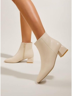 Square Toe Minimalist Chunky Heeled Boots