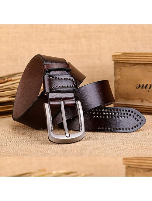 Dropshipping Fashion Men Belts leather belt designer belts men cowskin fashion Strap male Jeans for man cowboy Perforated Belt