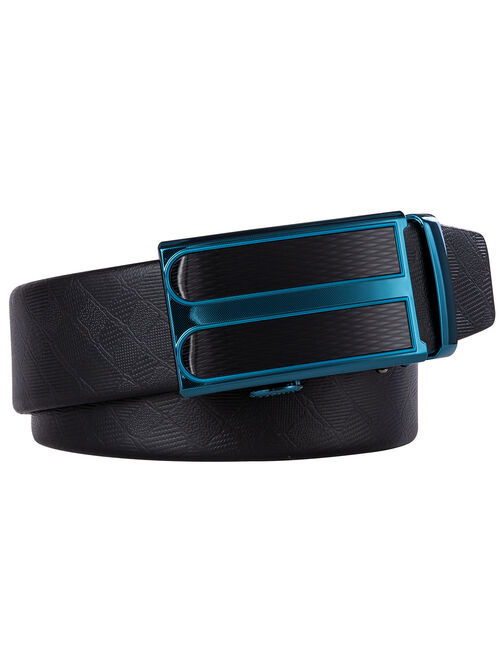 PD-2085 UK Shipping Brand Men Belt Automatic Genuine leather Black Business Style Fashion Blue Ratche Buckle Belts for Men Waist