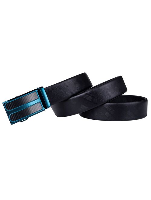 PD-2085 UK Shipping Brand Men Belt Automatic Genuine leather Black Business Style Fashion Blue Ratche Buckle Belts for Men Waist