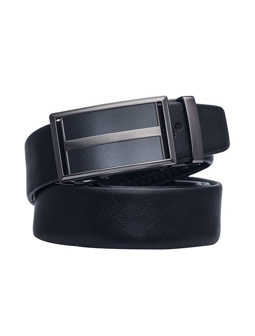 PD-0065 Brand Men Belt Automatic Genuine leather Black Business Style Ratche Buckle Fashion Solid Leather Belts for Men Waist