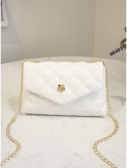 Geometric Quilted Chain Crossbody Bag