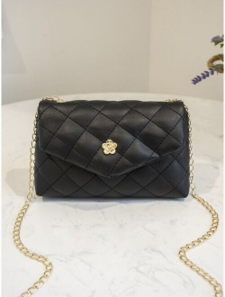 Geometric Quilted Chain Crossbody Bag