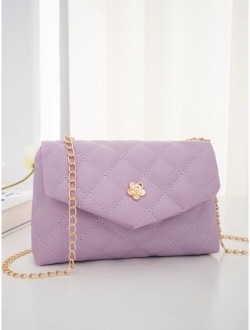 Geometric Quilted Chain Crossbody Bag