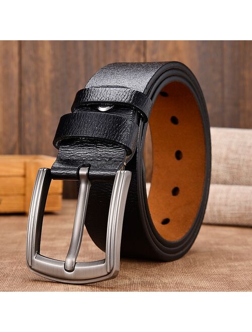 [LFMB]cow genuine leather luxury strap male belts for men new fashion classice vintage pin buckle leather belt male belt men