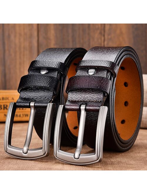 [LFMB]cow genuine leather luxury strap male belts for men new fashion classice vintage pin buckle leather belt male belt men