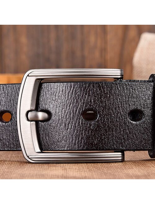 [LFMB]cow genuine leather luxury strap male belts for men new fashion classice vintage pin buckle leather belt male belt men