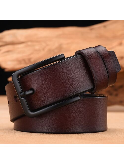 [LFMB]cow genuine leather luxury strap male belts for men new fashion classice vintage pin buckle leather belt male belt men