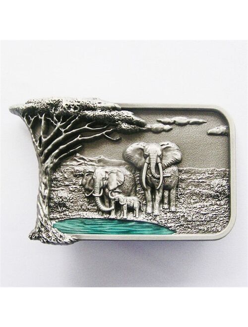 New Original Africa Elephant Big Tree Wildlife Western Belt Buckle also Stock in US Free Shipping