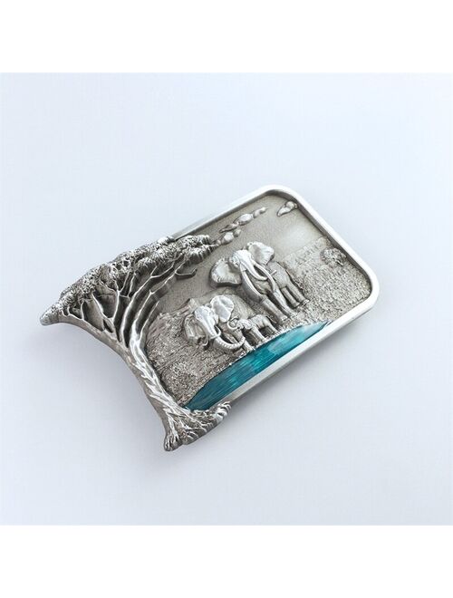 New Original Africa Elephant Big Tree Wildlife Western Belt Buckle also Stock in US Free Shipping