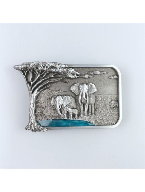 New Original Africa Elephant Big Tree Wildlife Western Belt Buckle also Stock in US Free Shipping