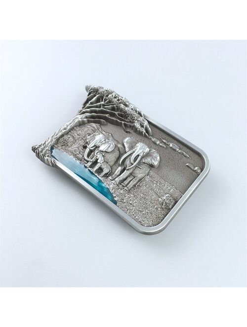 New Original Africa Elephant Big Tree Wildlife Western Belt Buckle also Stock in US Free Shipping