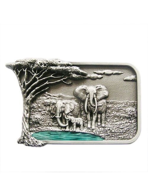 New Original Africa Elephant Big Tree Wildlife Western Belt Buckle also Stock in US Free Shipping