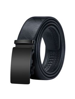 Hi-Tie Brand Men's Belt Black Simple Business Style Genuine leather Ratche Belt Fashion Solid Leather Belts for Men Waist